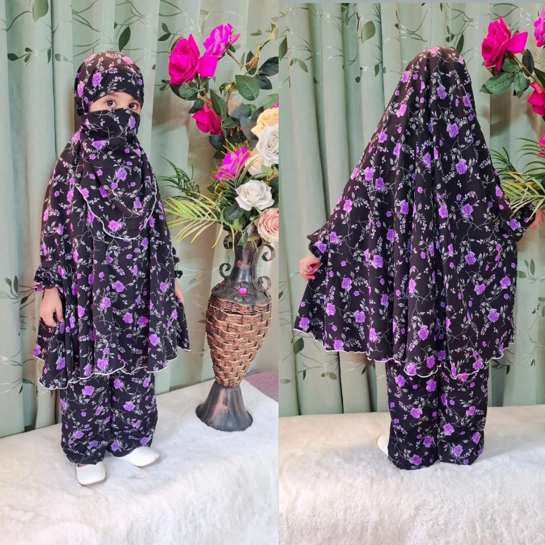 Kids Cherry Khimar Set Age 1 to 12 Customized KCK114