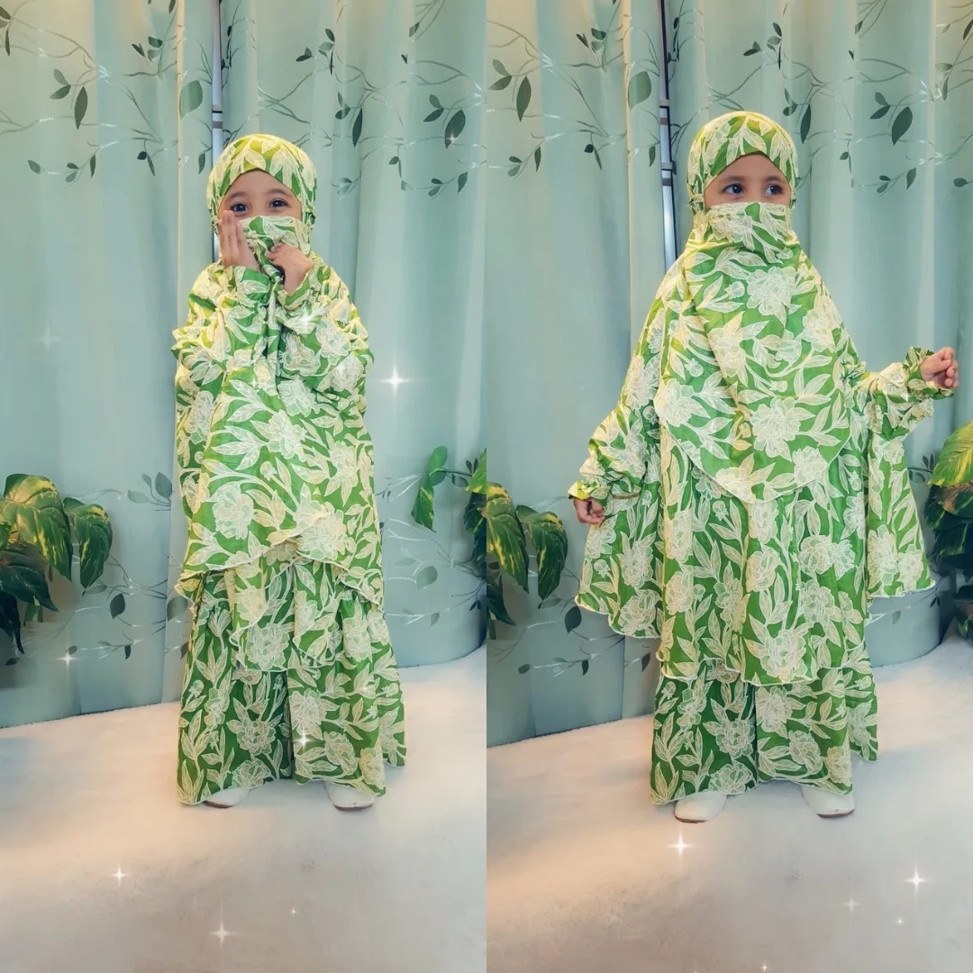 Kids Cotton Khimar Set Age 1 to 12 Customised KCK118